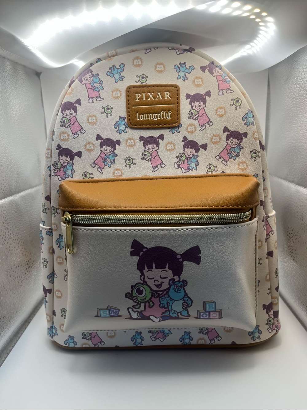 NWT Loungefly Cream & Tan Monsters, Inc. Boo Mini Backpack